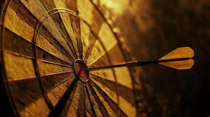 A close-up of a dart hitting a target with pinpoint precision, symbolizing peak performance and the power of accuracy in achieving objectives