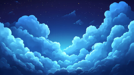 Dramatic dark blue sky with storm clouds. Nimbus. Illustration