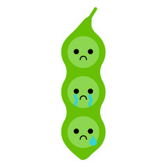 Sad Pea Pod Isolated On White