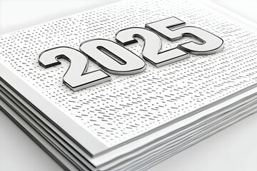 2025 3D Render on Stacked Papers