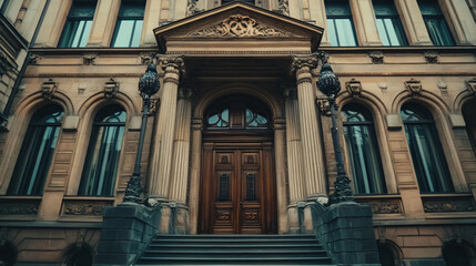 Obraz premium Historic building equipped with modern security cameras to preserve its integrity.