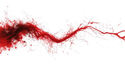 Intricate Red Digital Art Revealing Human Circulatory System: Veins and Capillaries in Sharp Focus on White Background