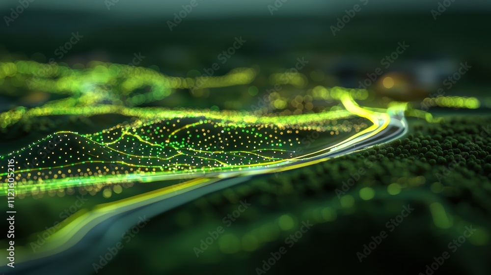Poster dynamic digital map displaying business continuity strategies in a vibrant landscape