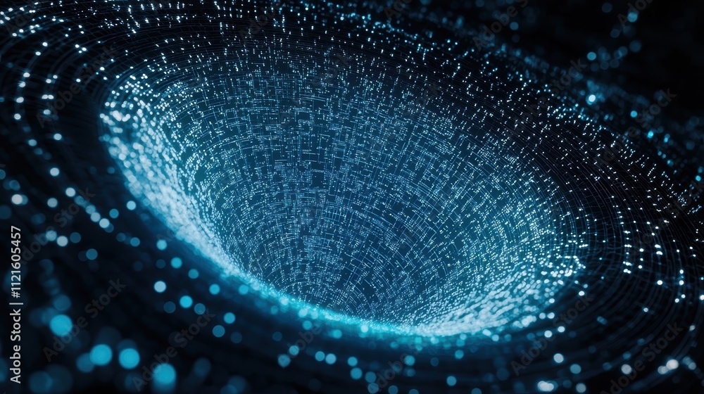 Poster abstract concept of risk management in holographic visualization with digital particles