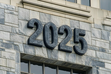 Obraz premium 2025 Building Number on Stone Wall