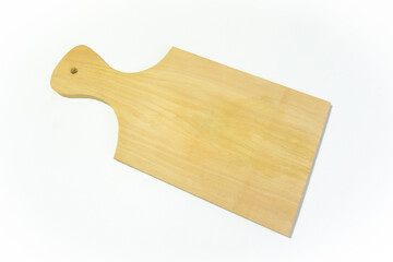 Wooden cutting board isolated on white background with a 45 degree angle setup