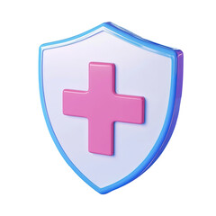 Obraz premium shield first aid cross 3d render icon isolated on transparent background cutout