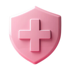Obraz premium shield first aid cross 3d render icon isolated on transparent background cutout