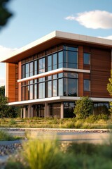 Fototapeta premium Sleek and Contemporary Office Building with Glass Facade