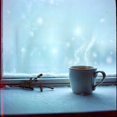 A cup of warm tea in winter