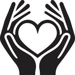silhouette vector art of two hands forming a heart shape with fingers on a white background