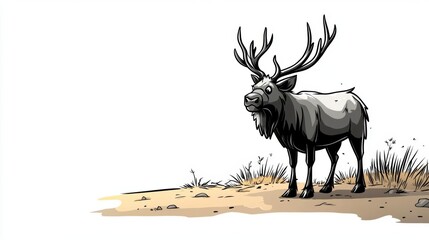 Majestic Elk in a Dry Meadow