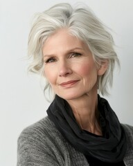 Fototapeta premium Timeless elegance a 1950s inspired mature woman celebrating skincare and beauty