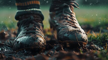 A detailed shot of a rugby player's boots.