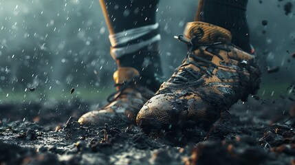 A detailed shot of a rugby player's boots.
