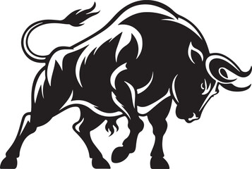 Black Bull vector silhouette art of illustration with white background