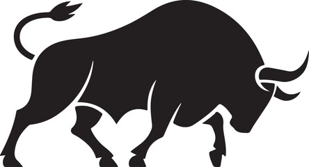 Black Bull vector silhouette art of illustration with white background