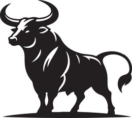 Black Bull vector silhouette art of illustration with white background