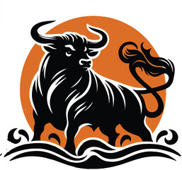 Black Bull vector silhouette art of illustration with white background