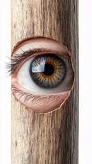 Eye Peering Through a Hole in Wood