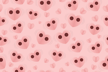 Seamless Pig Nose Love Pattern Vector Design	