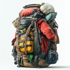 Overburdened Backpack Worn and Well-Traveled