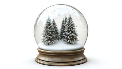 Winter Enchantment: Isolated Snow Globe with Trees on White Background, PNG Style Detail Capturing the Magic of Snowy Landscapes