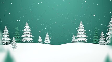 Naklejka premium Minimalist Snowy Pine Forest