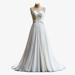 Elegant A-line Wedding Gown with Beaded Straps