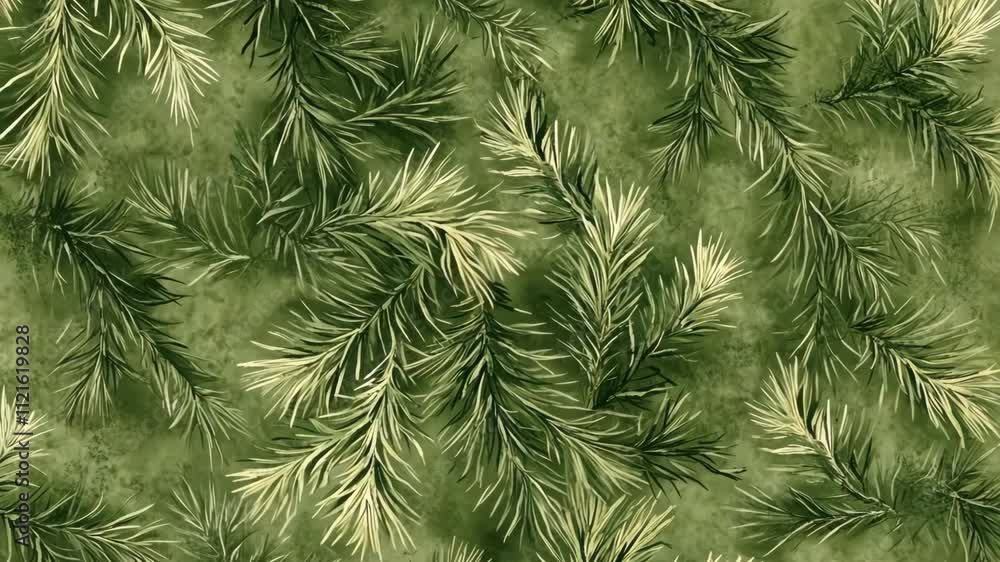 Poster nature-inspired green foliage pattern featuring intricate leaf designs on a textured background