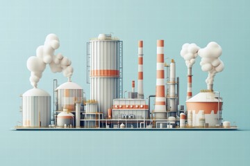 Obraz premium Industrial factory operations urban area digital art clean environment side view modern manufacturing concepts