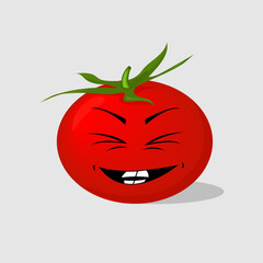 Tomato. Cartoon character tomato. Illustration. Face. Smile.