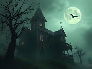 Fototapeta premium halloween night on a scary home