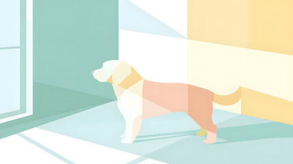 Artistic illustration of a dog in soft colors