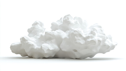 Isolated White Cloud on Transparent Background: 3D Rendered Image in PNG Format with No Shadow or Black Border