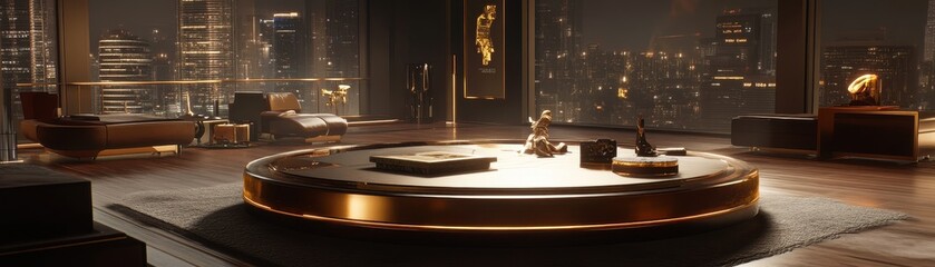 Obraz premium Opulent and Luxurious Futuristic Interior with Glowing Decor