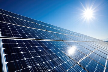 Obraz premium Solar panels basking in sunlight, generating clean energy for a sustainable future.