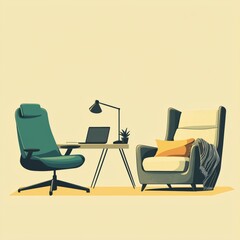 Fototapeta premium Modern Workspace with Stylish Chairs and Desk Setup