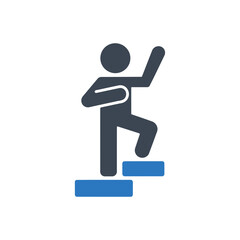 Step climbing growth icon