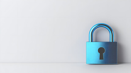 Naklejka premium Blue padlock on a minimalistic background