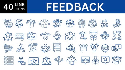 Feedback set of web icons in line style. 