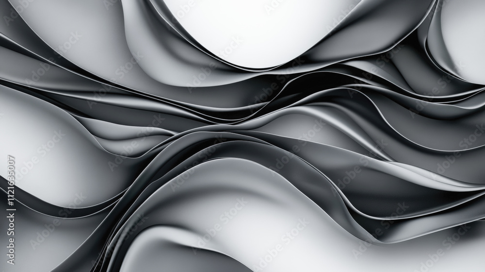 Aufkleber abstract black and white image featuring smooth, flowing curves and folds, creating a dynamic and fl