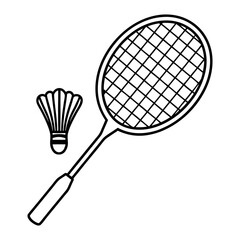 badminton racket and shuttlecock isolated on white