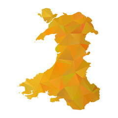 Map of Wales - Gold Geometric Rumpled Triangular , Polygonal Design For Your. Vector illustration eps 10.	
