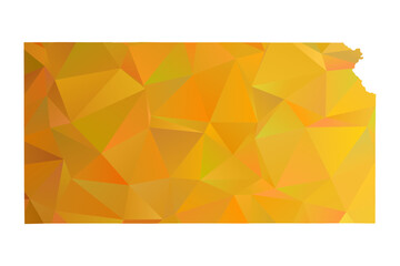 Obraz premium Map of Kansas - Gold Geometric Rumpled Triangular , Polygonal Design For Your. Vector illustration eps 10. 