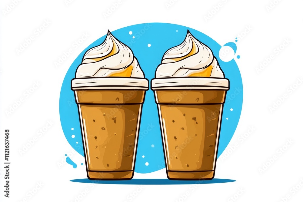 Aufkleber a clean geometric illustration of an ice cream cone with two scoops, rendered in bold, simple lines 