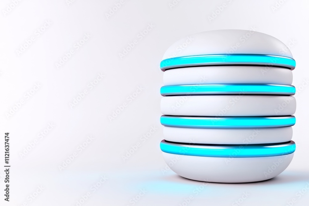 Poster A clean icon of a database stack, with glowing blue lines and soft gradients on a white background
