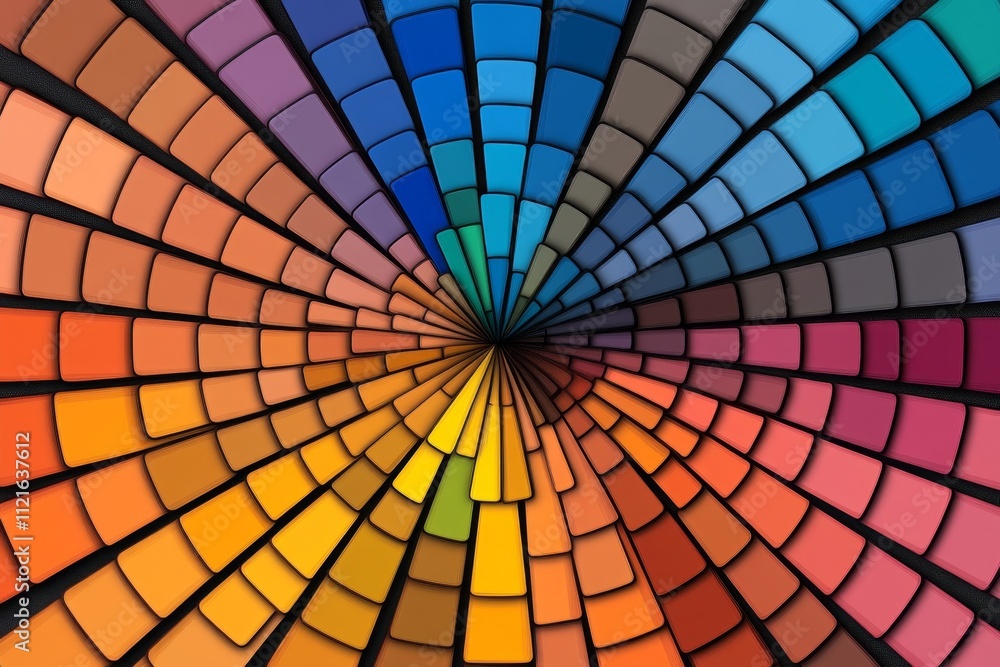 Poster a clean illustration of a single color wheel with complementary colors highlighted, drawn in crisp l