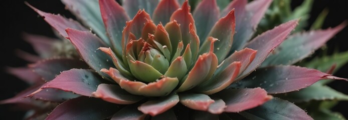 Fototapeta premium A delicate, drooping flower petal on top of a succulent plant with a subtle texture pattern, botanical, texture