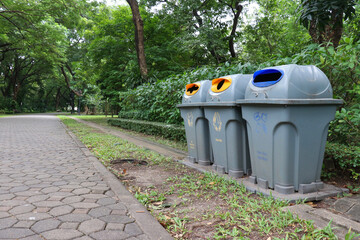 Three type recycling bin for each type of waste